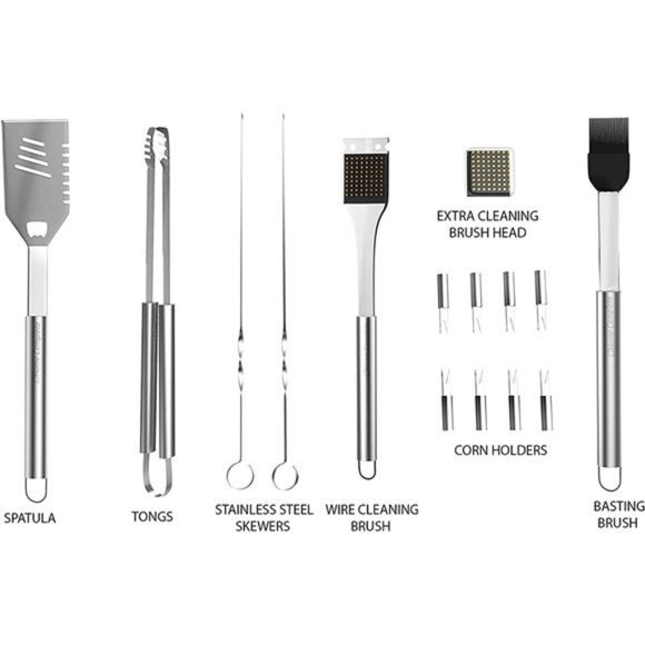 BBQ Accessories–16PC Grill Set with Spatula, Tongs, Skewers, Case–Barbecue Tools - Picture 3 of 7